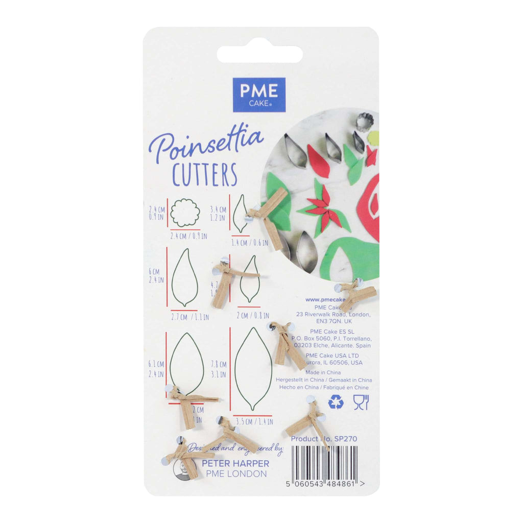 Poinsettia Fondant Cutters Set Of 6
