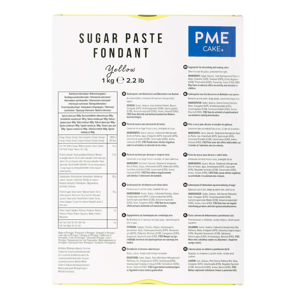 PME Yellow Sugar Paste Fondant (1kg / 2.2lb)