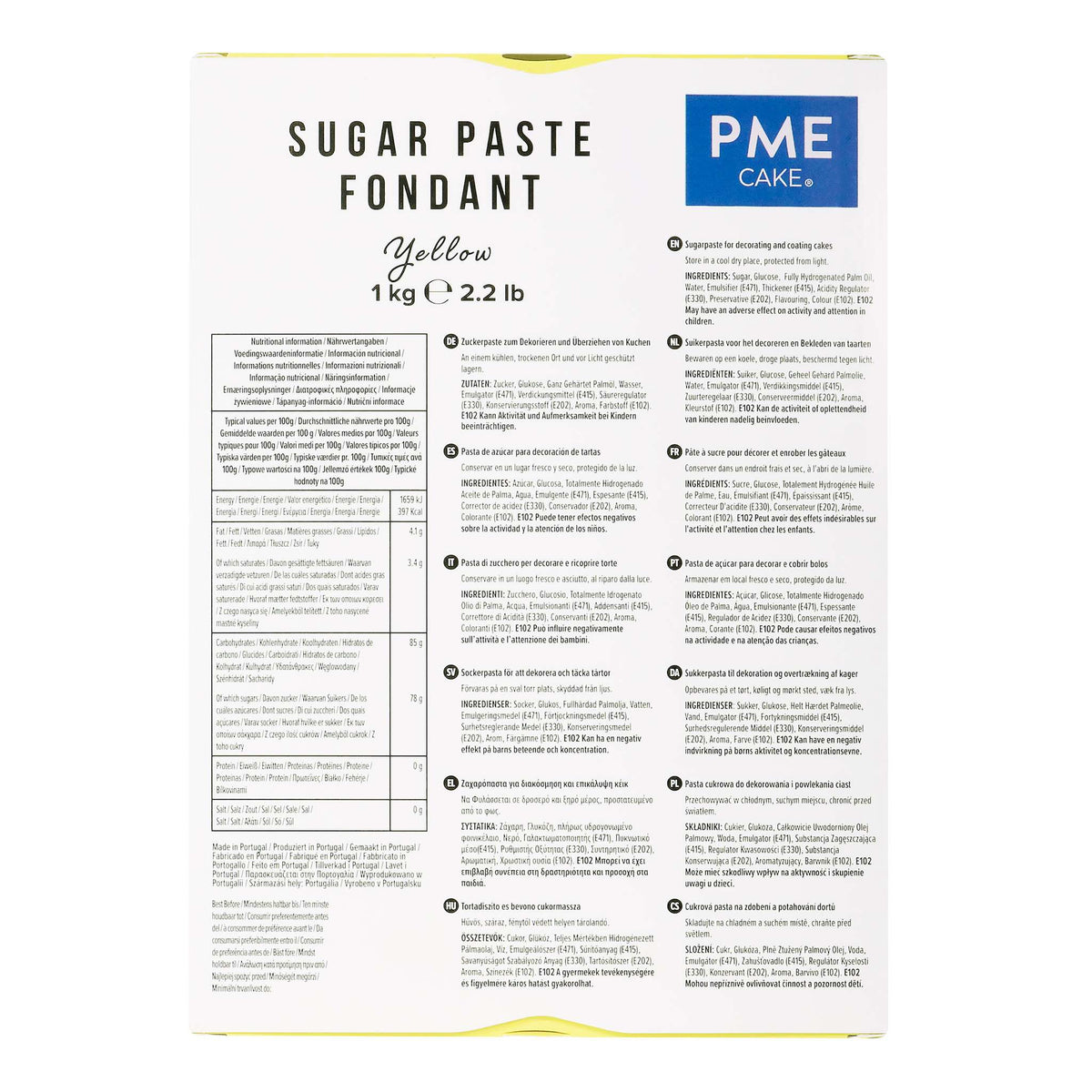 PME Yellow Sugar Paste Fondant (1kg / 2.2lb)
