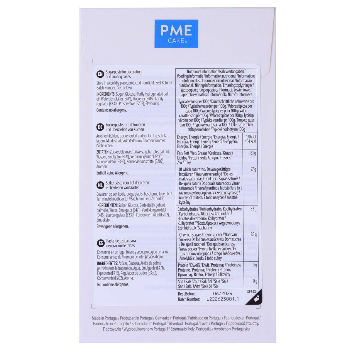 PME White Sugar Paste Fondant (250g / 8.82oz)