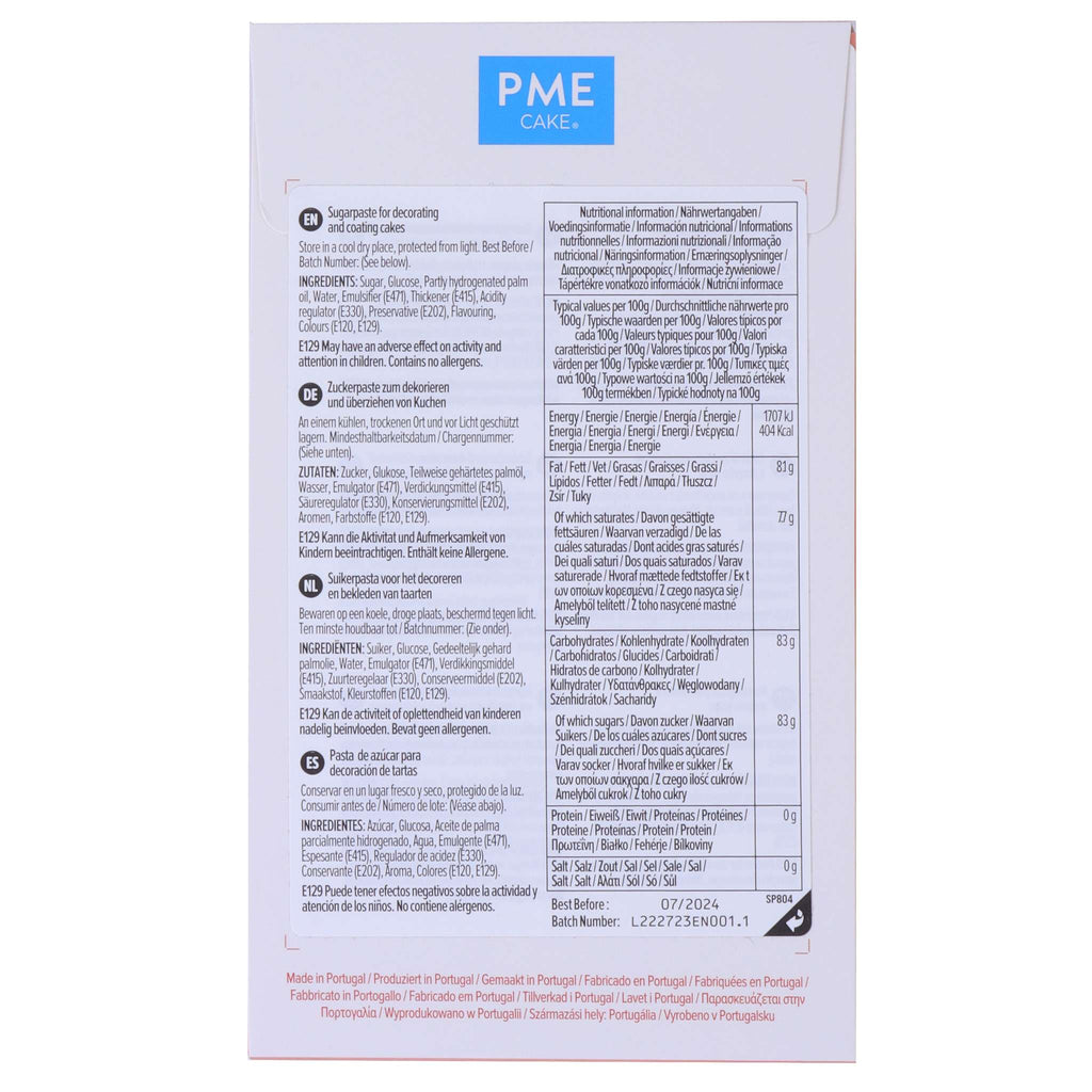 PME Red Sugar Paste Fondant (250g / 8.82oz)