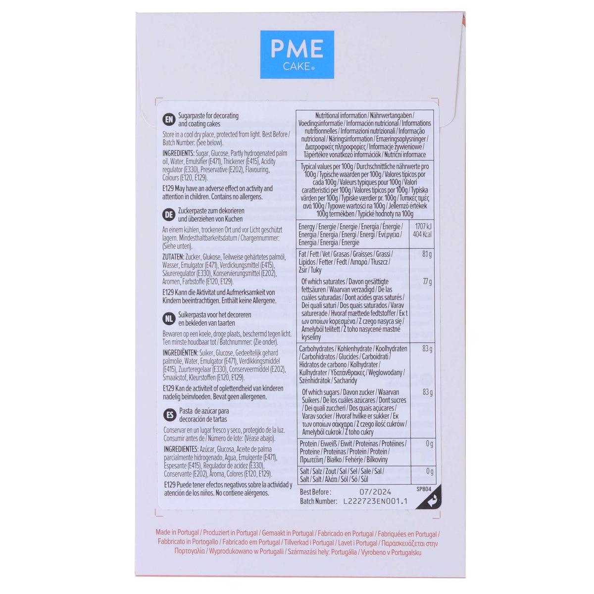 PME Red Sugar Paste Fondant (250g / 8.82oz)