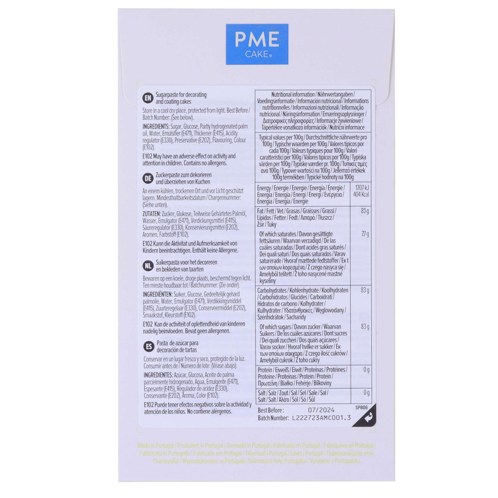 PME Yellow Sugar Paste Fondant (250g / 8.82oz)