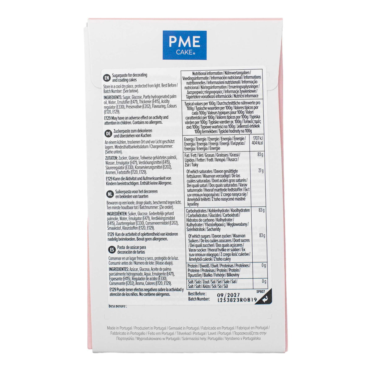 PME Light Pink Sugar Paste Fondant (250g / 8.82oz)