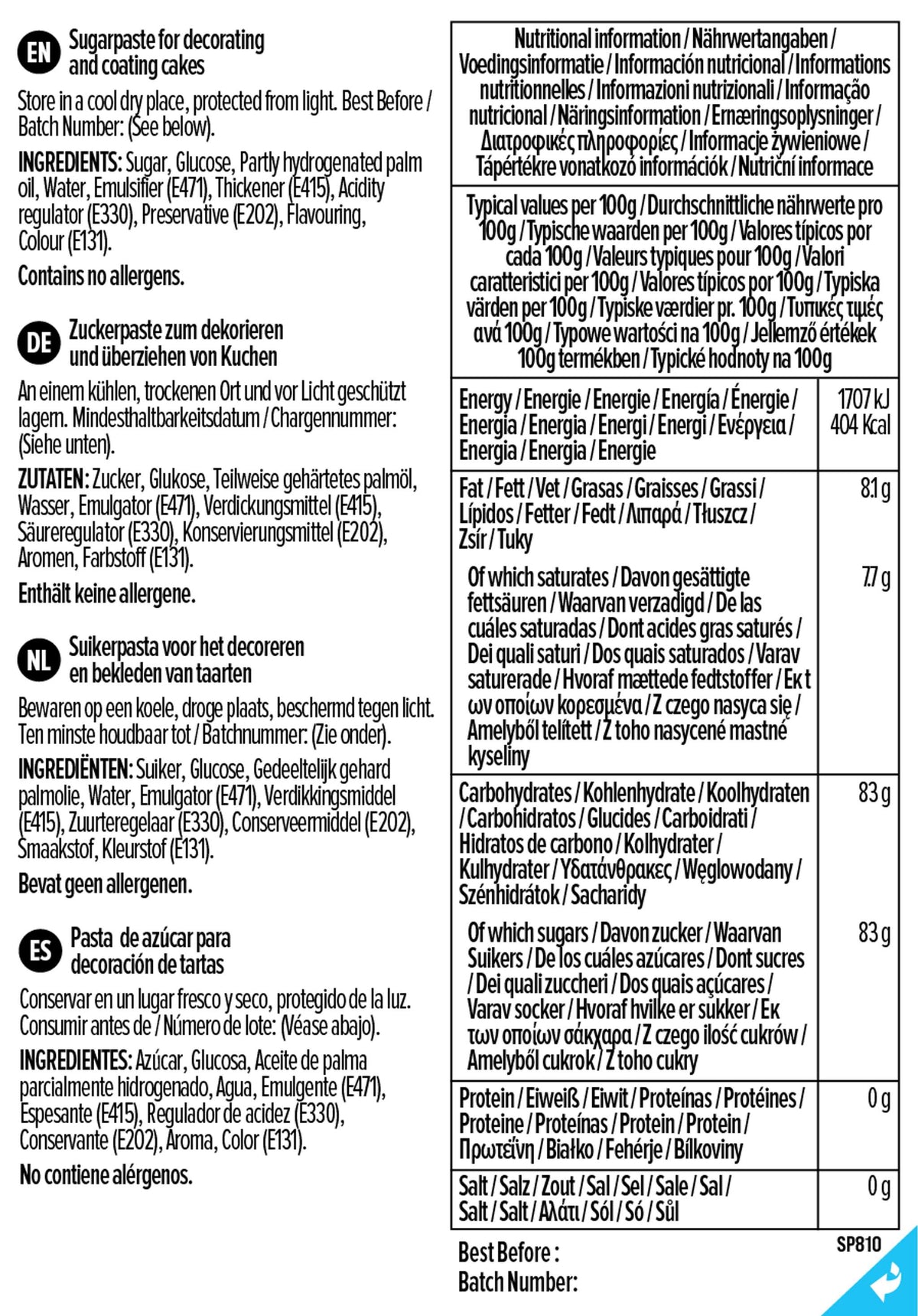 Zuckerpaste Fondant - Blau (250g)