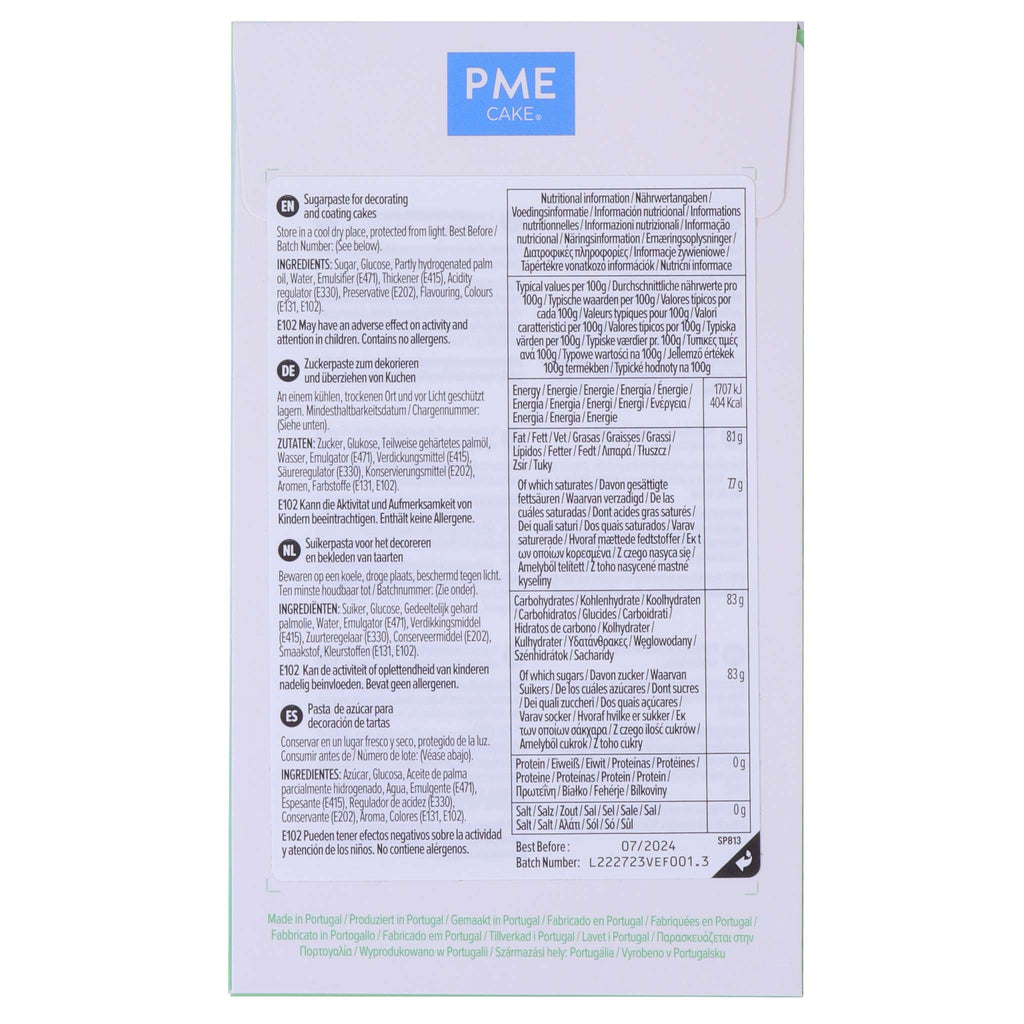 PME Green Sugar Paste Fondant (250g / 8.82oz)