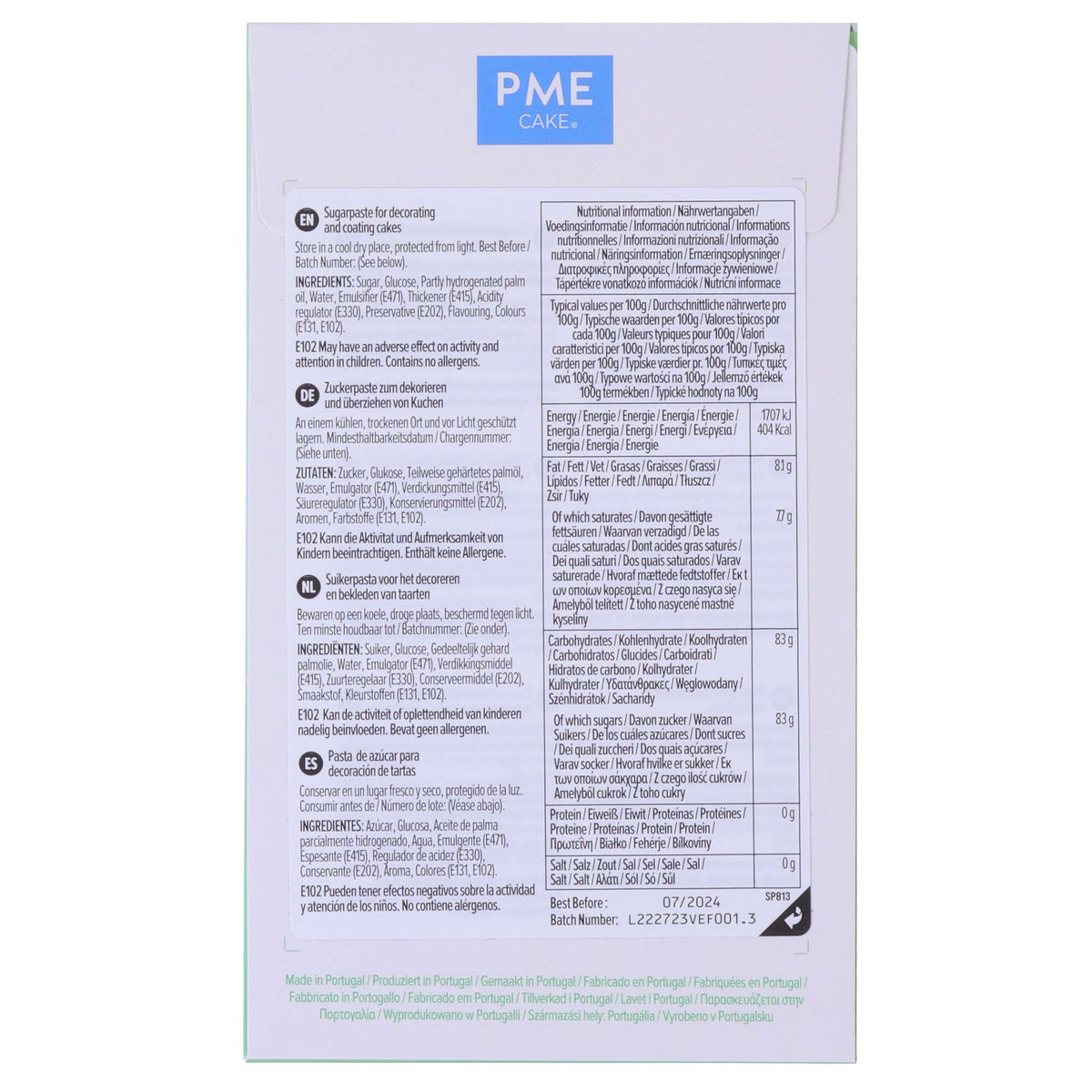 PME Green Sugar Paste Fondant (250g / 8.82oz)