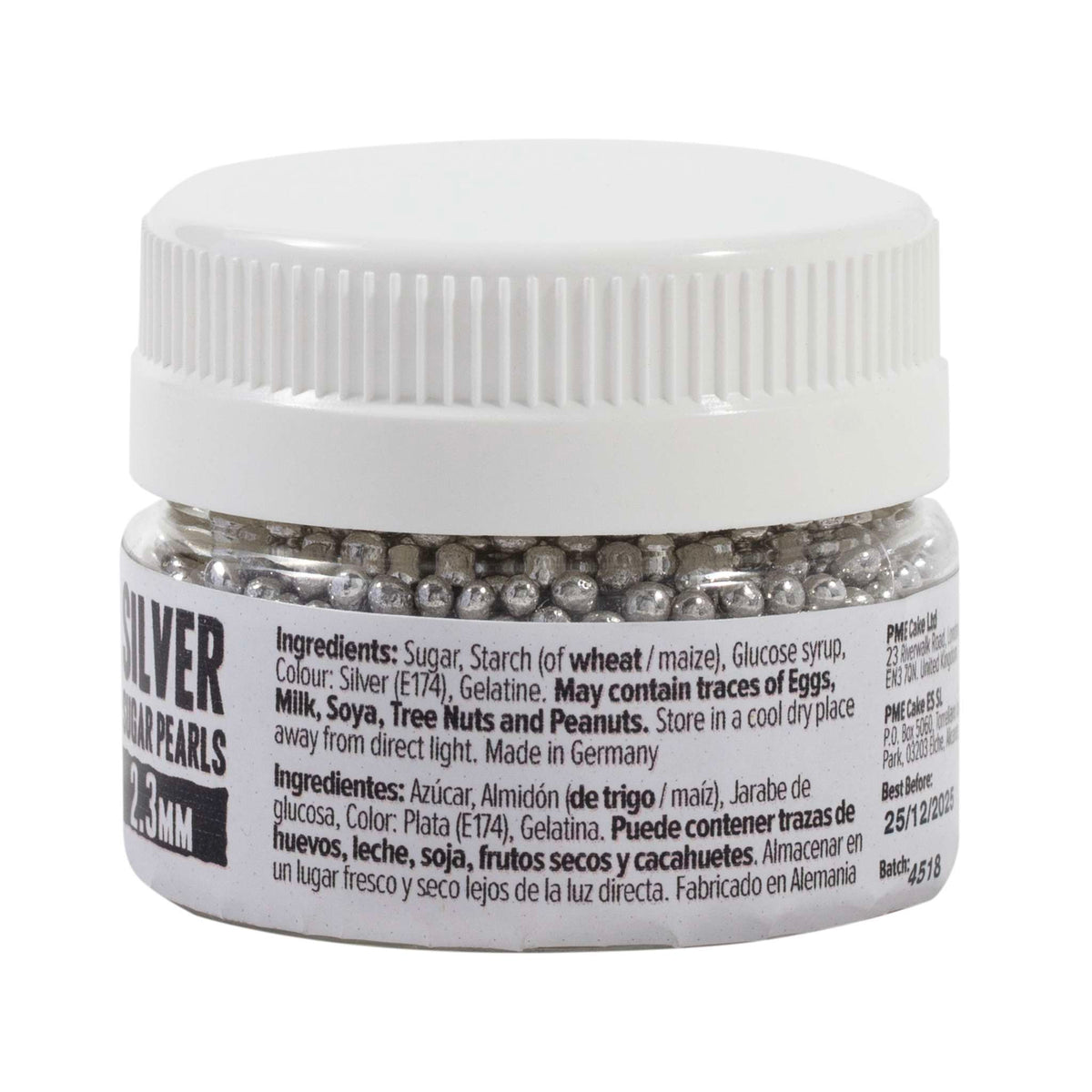 Silver Sugar Pearls Sprinkles 2.3mm (0.88oz / 25g)