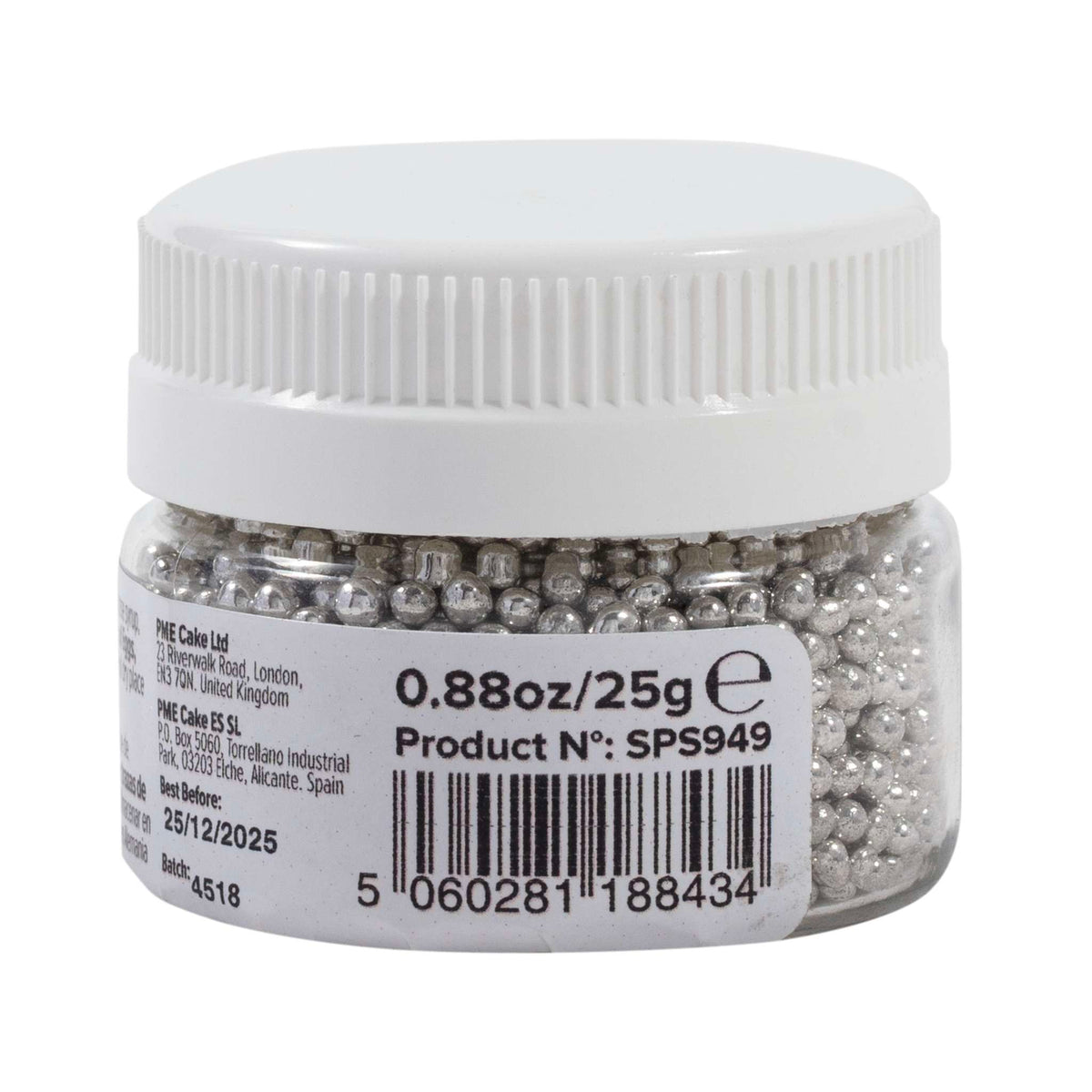 Silver Sugar Pearls Sprinkles 2.3mm (0.88oz / 25g)