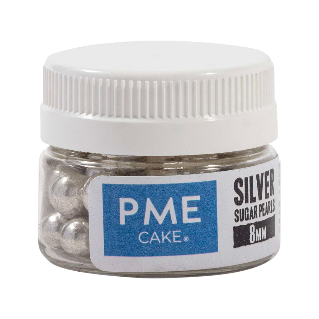 Silberne Zuckerperlen - 8mm (25g)