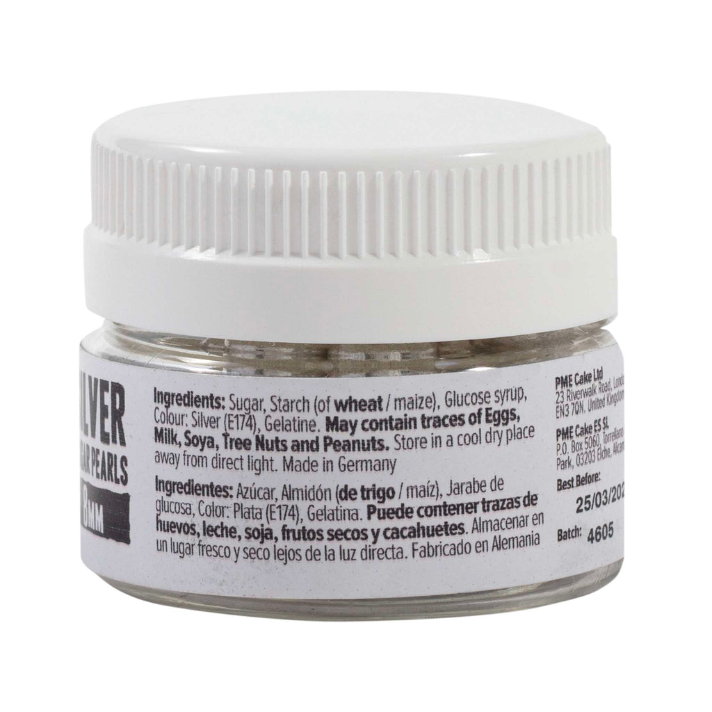Silberne Zuckerperlen - 8mm (25g)
