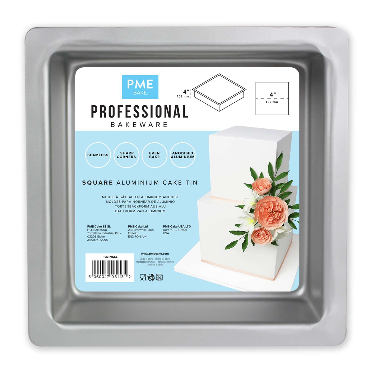 Square Aluminium Cake Tin (4 x 4" / 102 x 102mm)