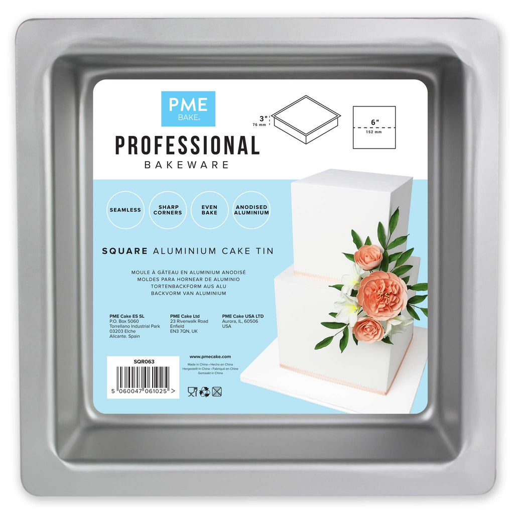 Molde para Pasteles Cuadrado de Aluminio Anodizado PME Profundidad de 6 x 6 x 3-pulgadas