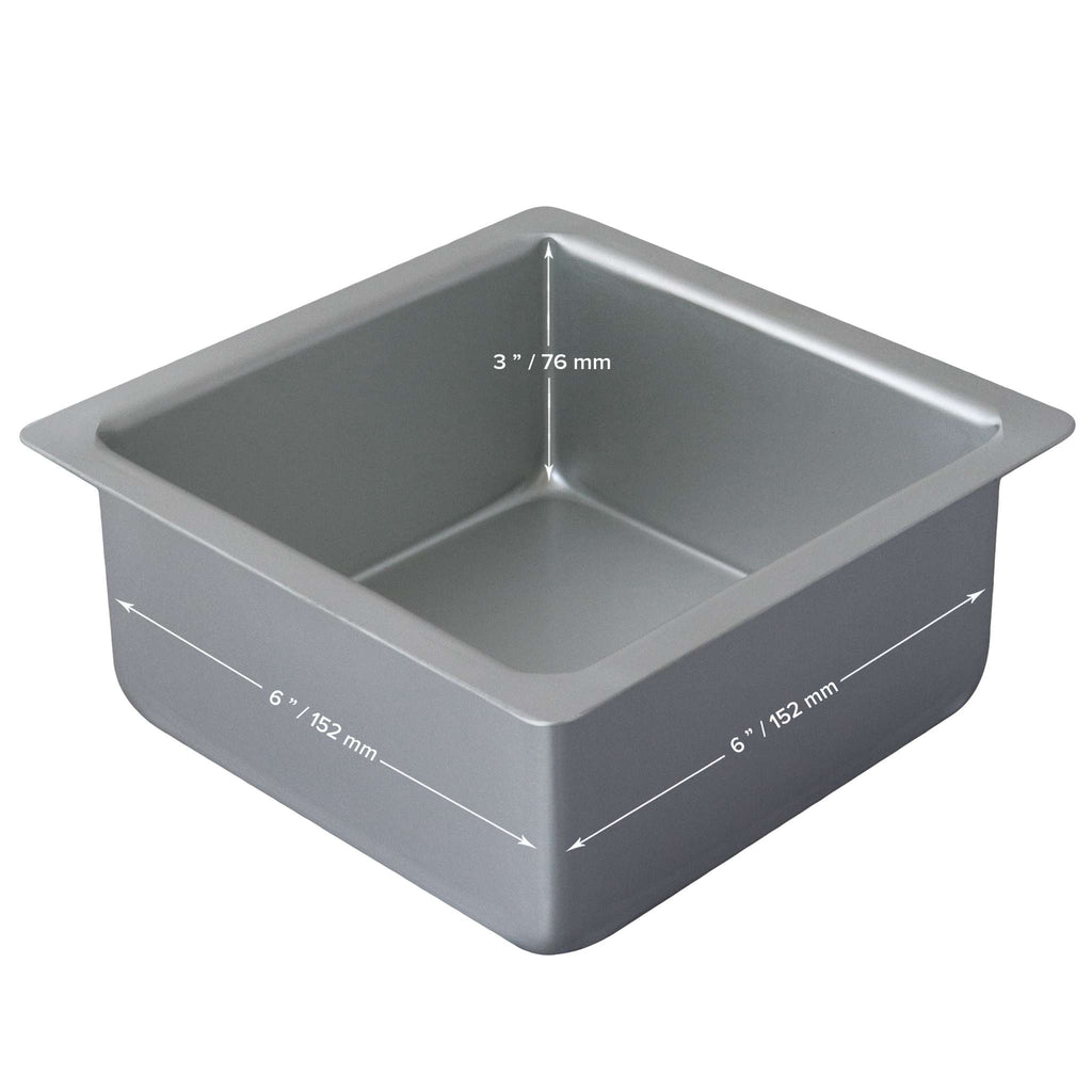 Molde para Pasteles Cuadrado de Aluminio Anodizado PME Profundidad de 6 x 6 x 3-pulgadas