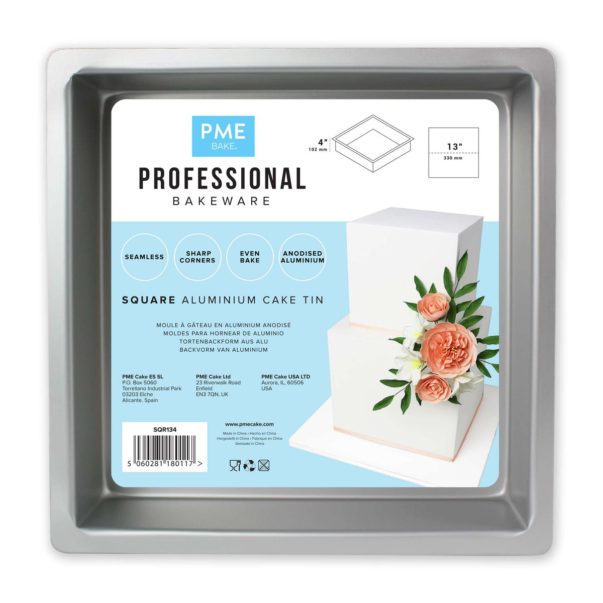Square Aluminium Cake Tin (13 x 4" / 330 x 102mm)