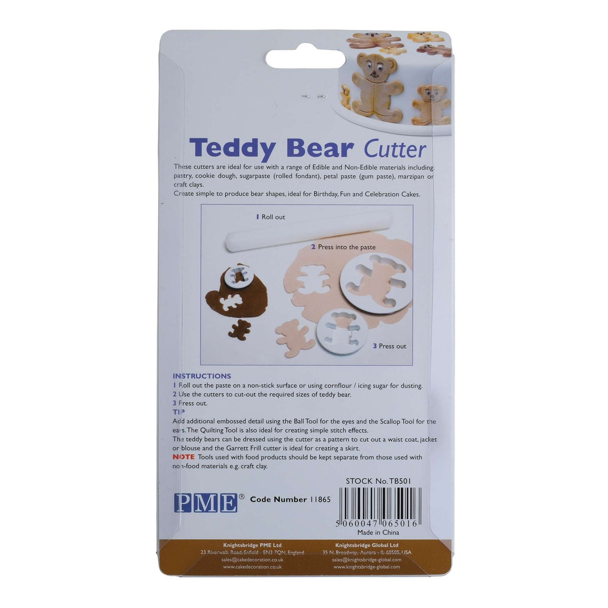 Teddy Bear Fondant Cutters Set Of 3