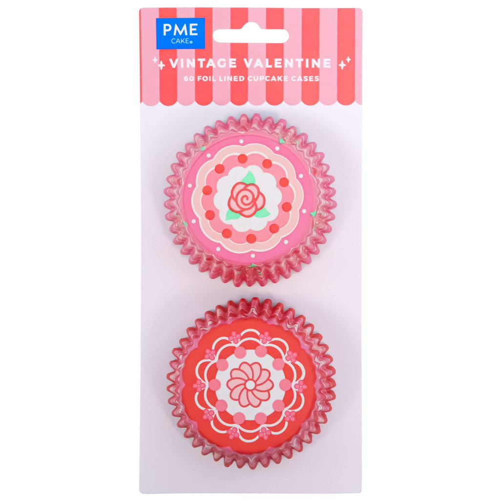 Valentinstag Muffinförmchen Folienbeschichtet - Vintage Valentinstag (60 Stück)