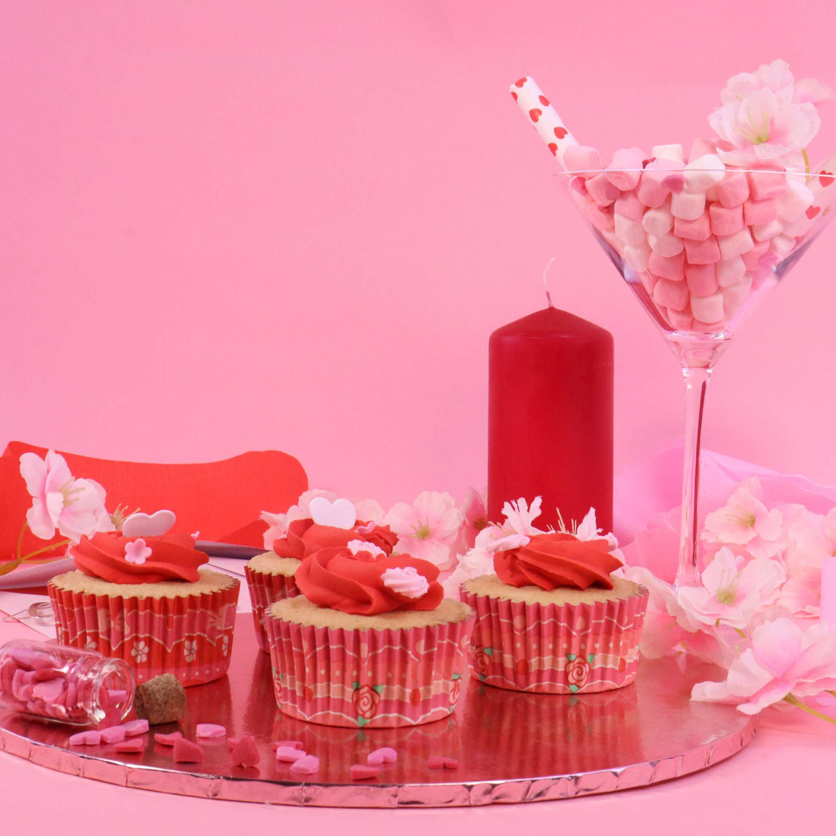 San Valentín Cápsulas para cupcakes Forradas de Aluminio - San Valentín Vintage (Set de 60)