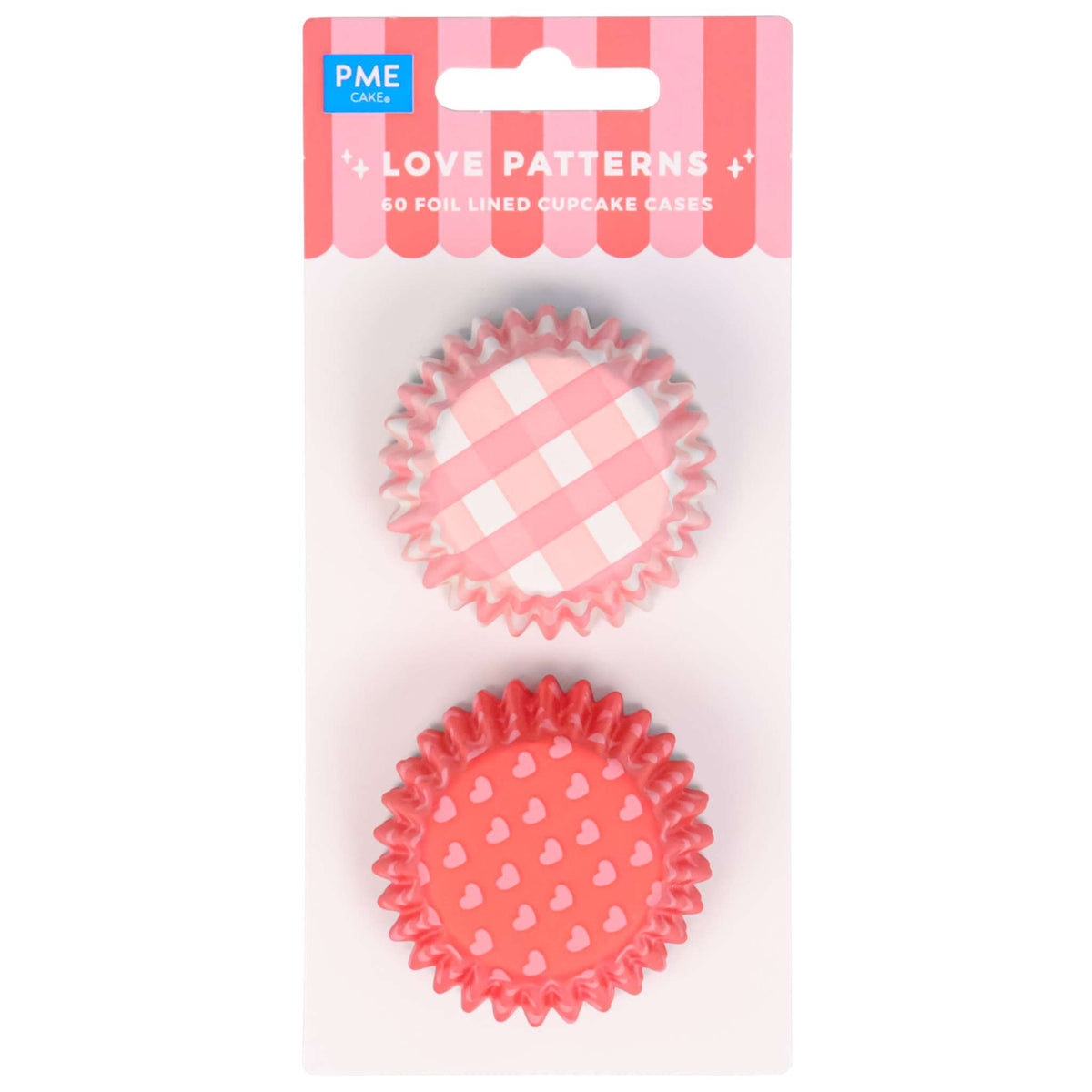 Valentinstag Muffinförmchen Folienbeschichtet, Liebesmuster - Mini-Größe (60 Stück)
