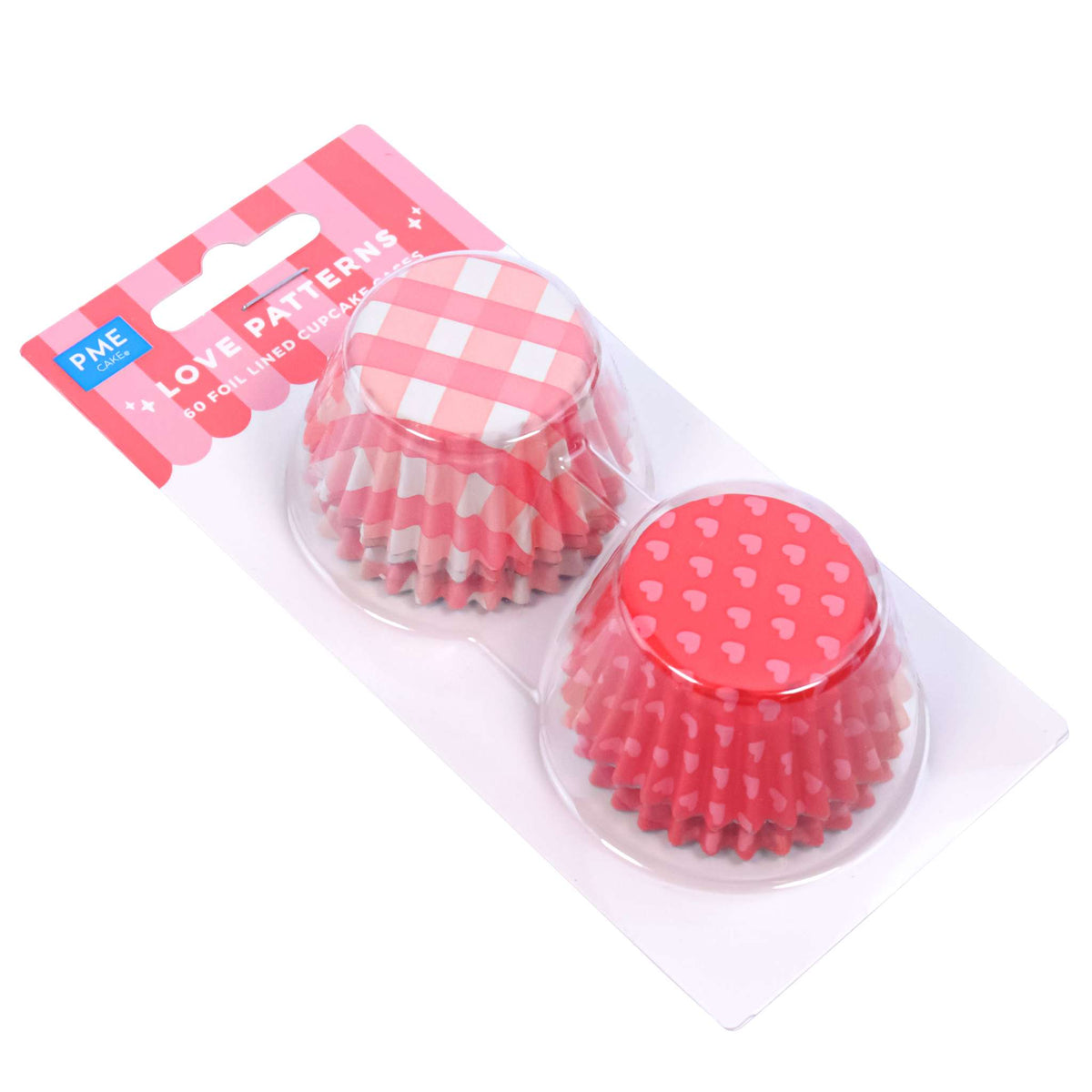 Valentinstag Muffinförmchen Folienbeschichtet, Liebesmuster - Mini-Größe (60 Stück)