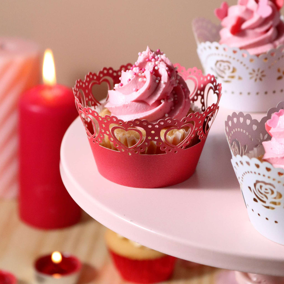 Valentijns Cupcake Omhulsel - Vintage Kant (12 stuks)