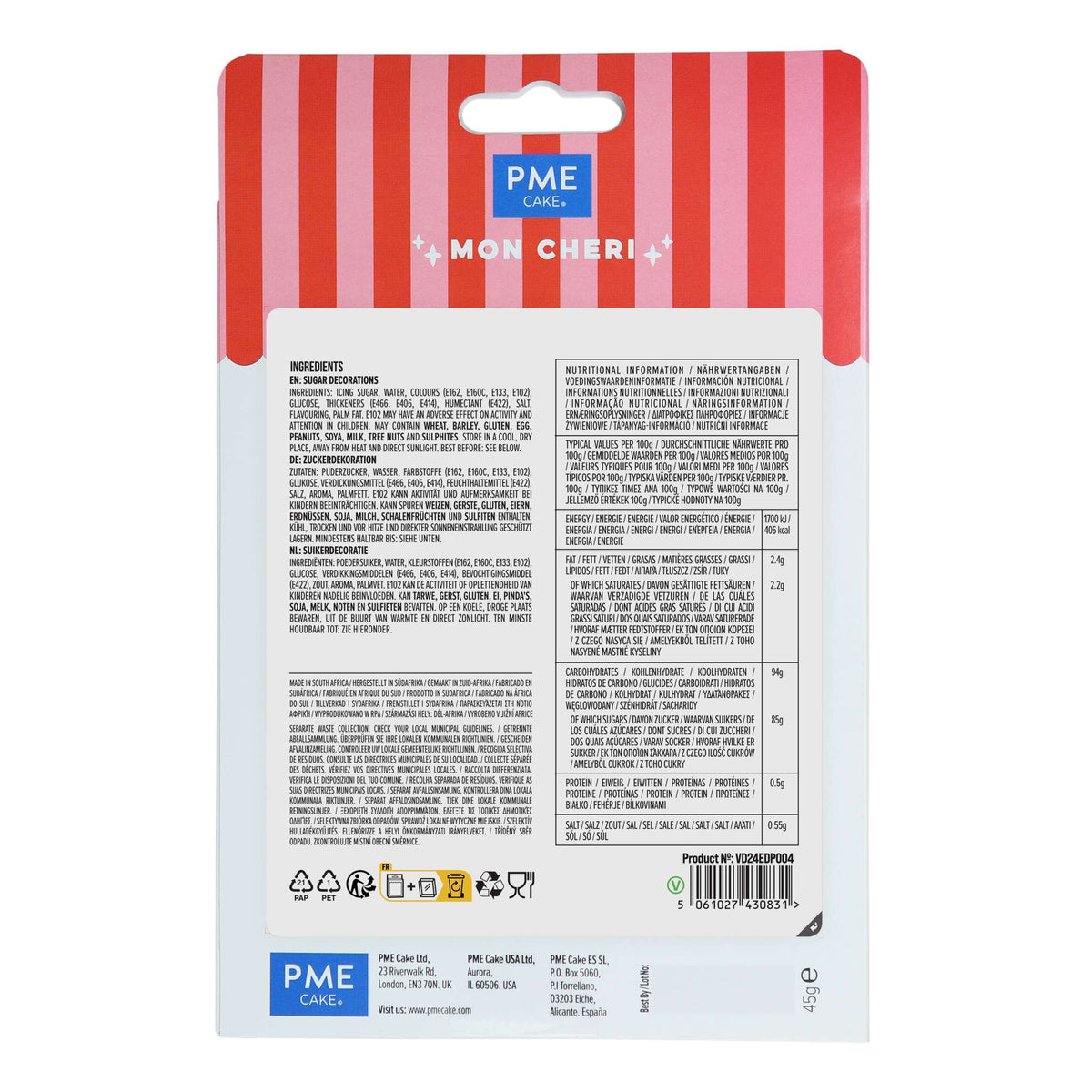 Valentijns Eetbare Suikerdecoraties - Mon Cheri (12 stuks)