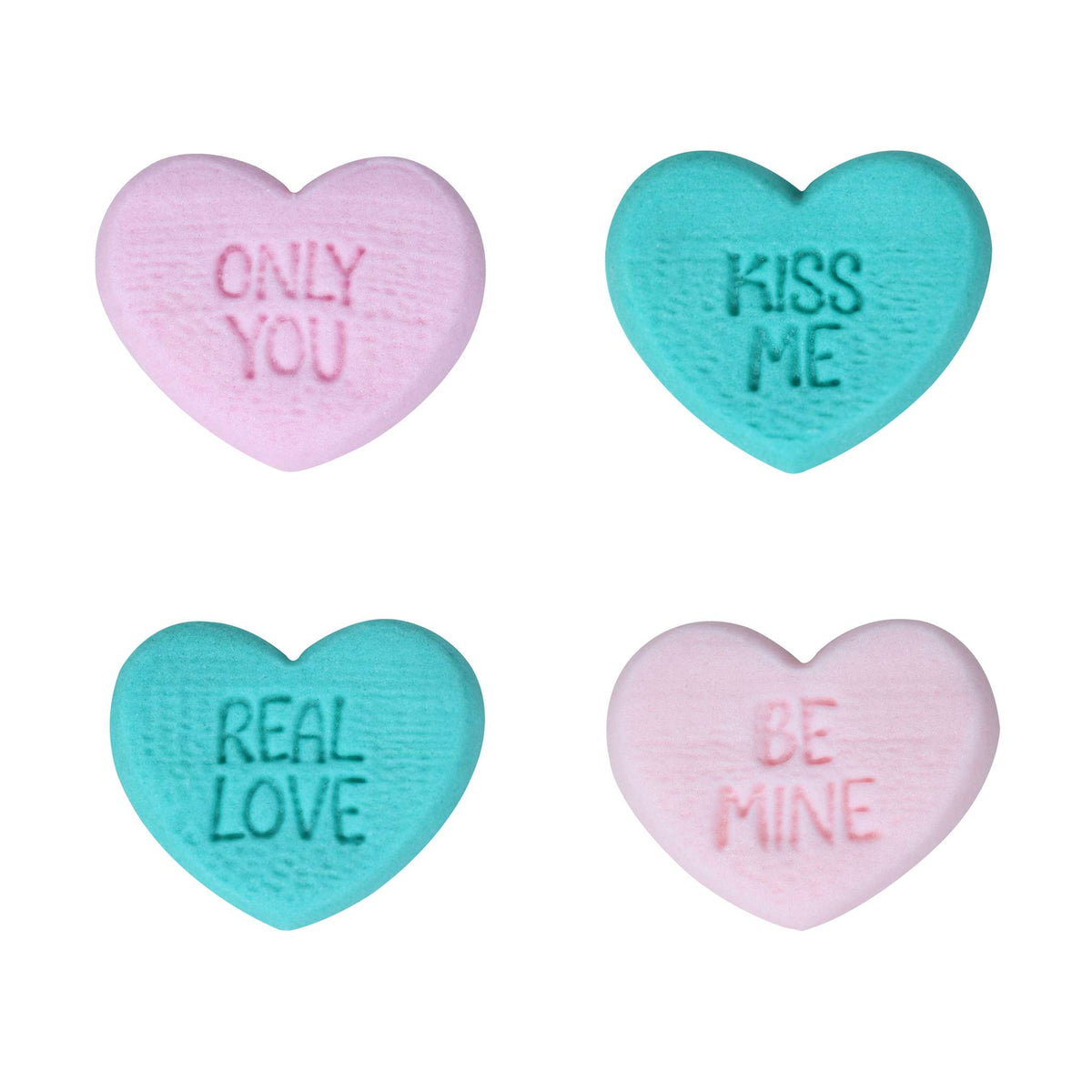 Décorations Comestibles en Sucre de la Saint-Valentin - Cœurs avec Messages (12 pièces)