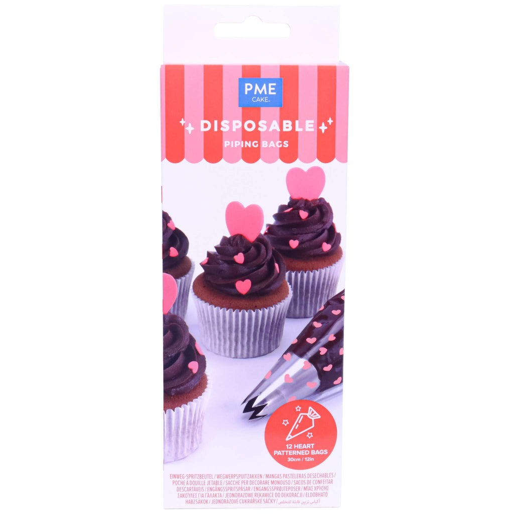 Hearts Disposable Piping Bags Pk/12 (30cm / 12in)