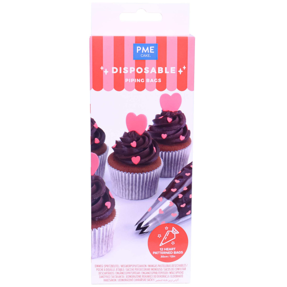 Hearts Disposable Piping Bags Pk/12 (30cm / 12in)