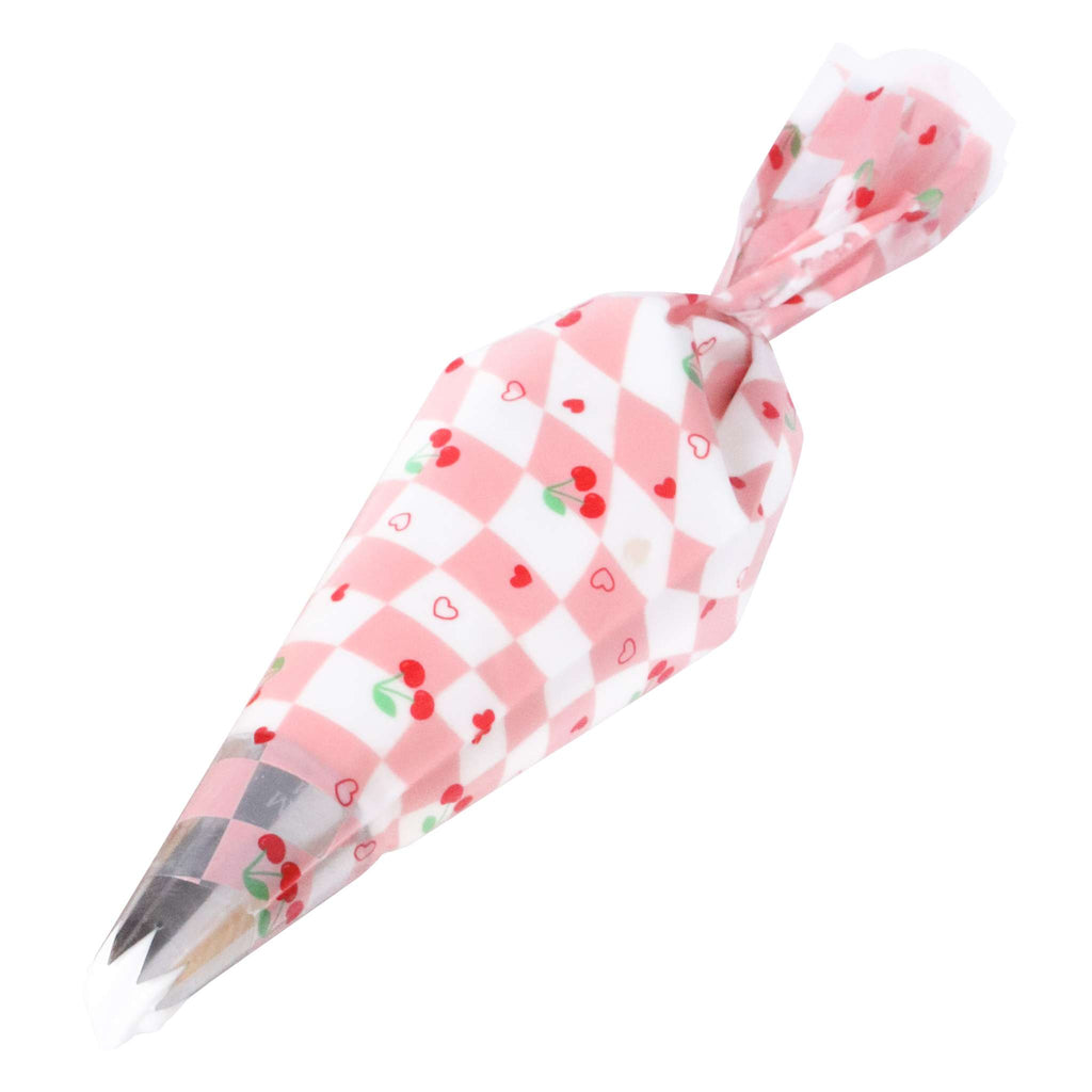 12 Einweg-Spritzbeutel für Zuckerguss zum Valentinstag - Kirschen-Schachbrettmuster