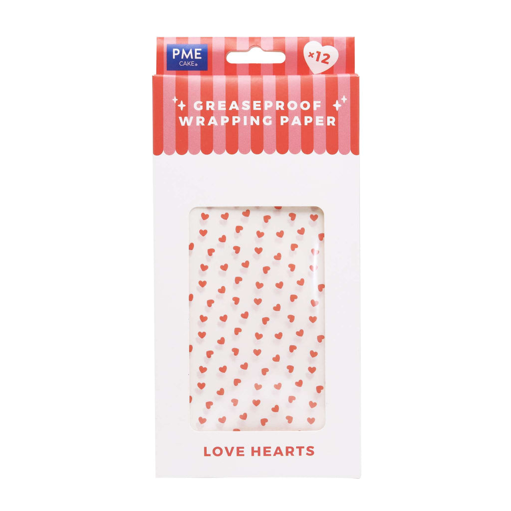 Love Hearts Greaseproof Wrapping Paper Pk/12