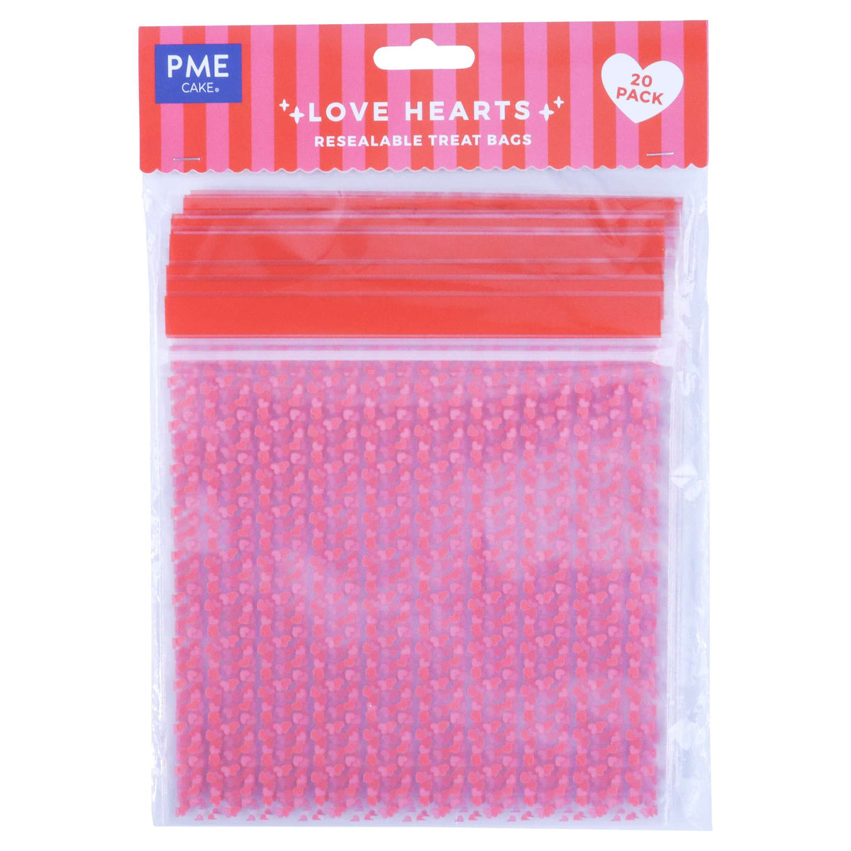 20 Sacs de Friandises pour la Saint Valentin - Cœurs d'Amour (Carré)