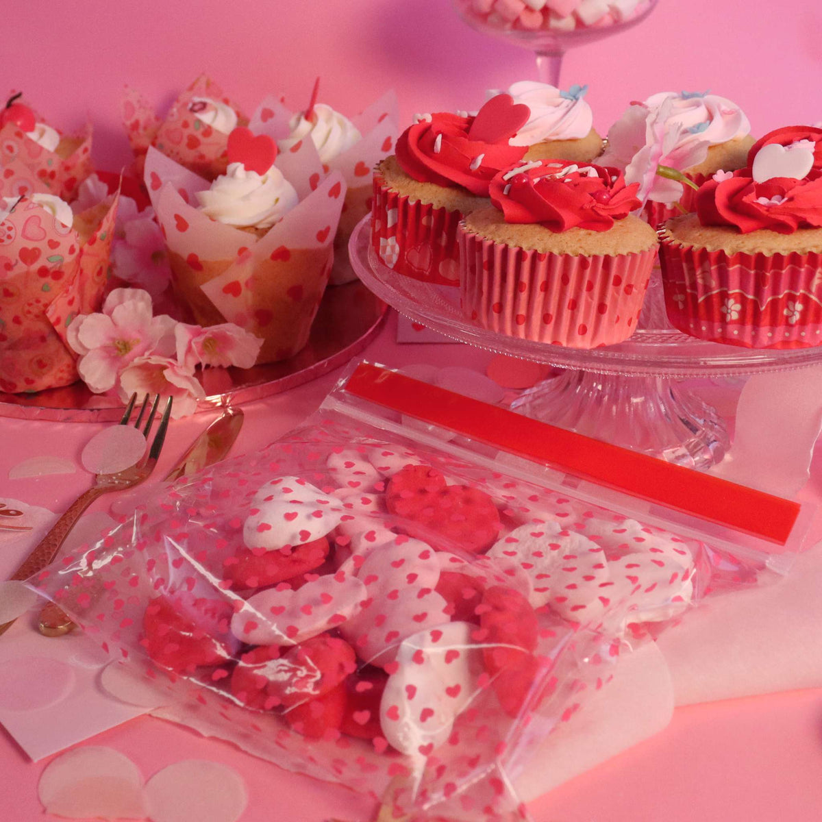 20 Sacs de Friandises pour la Saint Valentin - Cœurs d'Amour (Carré)