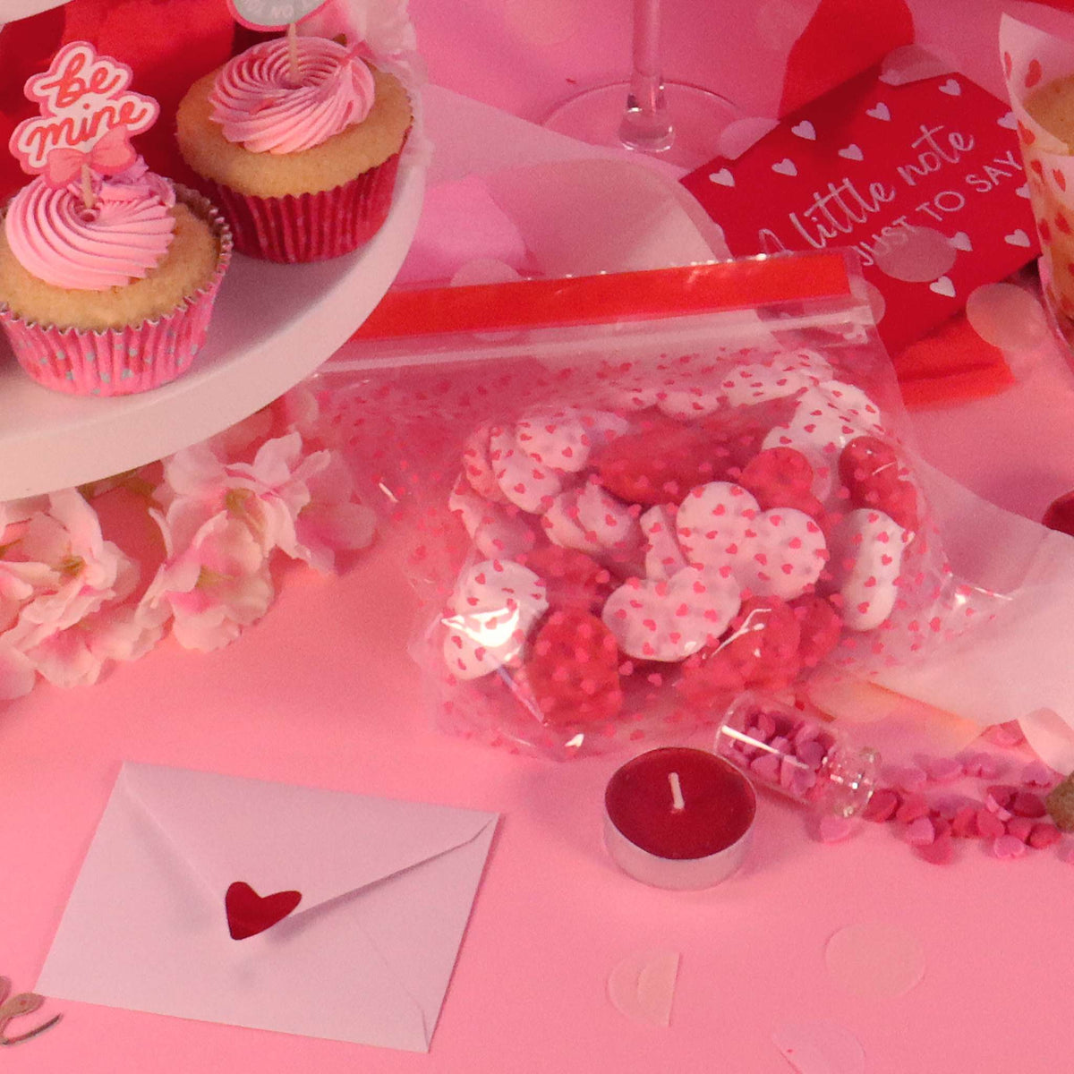 20 Sacs de Friandises pour la Saint Valentin - Cœurs d'Amour (Carré)