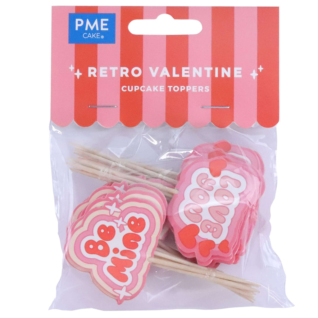 Valentinstag Kuchendeko Topper - Retro-Valentin (24 Stück)