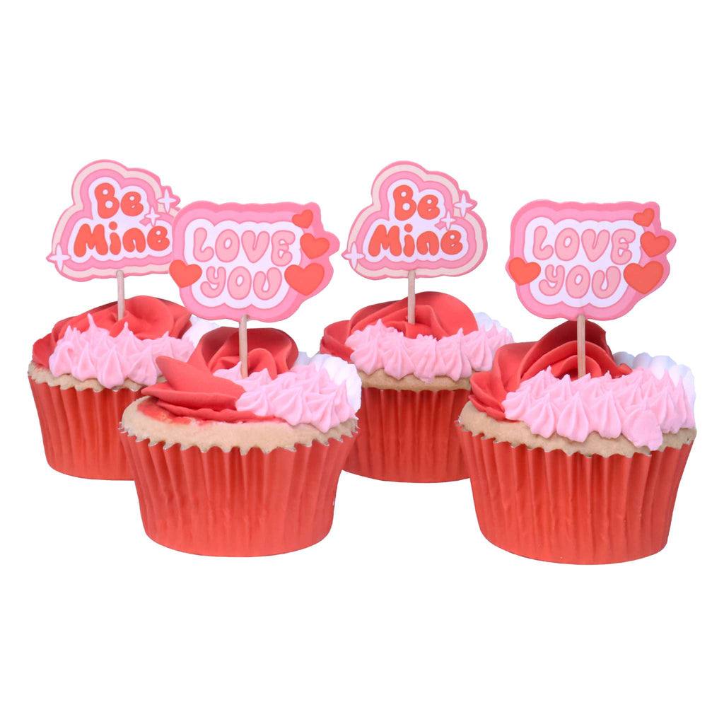 Valentinstag Kuchendeko Topper - Retro-Valentin (24 Stück)