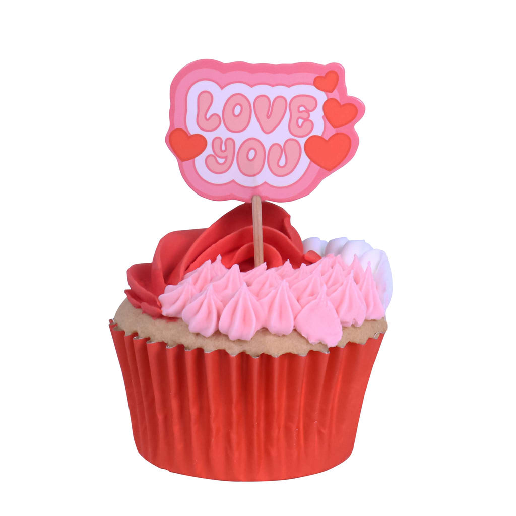 Valentinstag Kuchendeko Topper - Retro-Valentin (24 Stück)