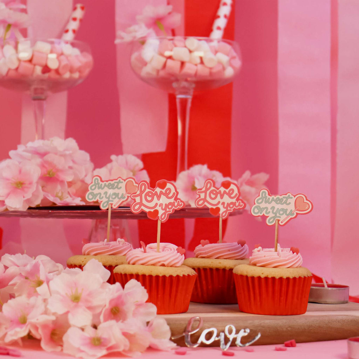 Valentinstag Kuchendeko Topper - Süß auf dich (24 Stück)