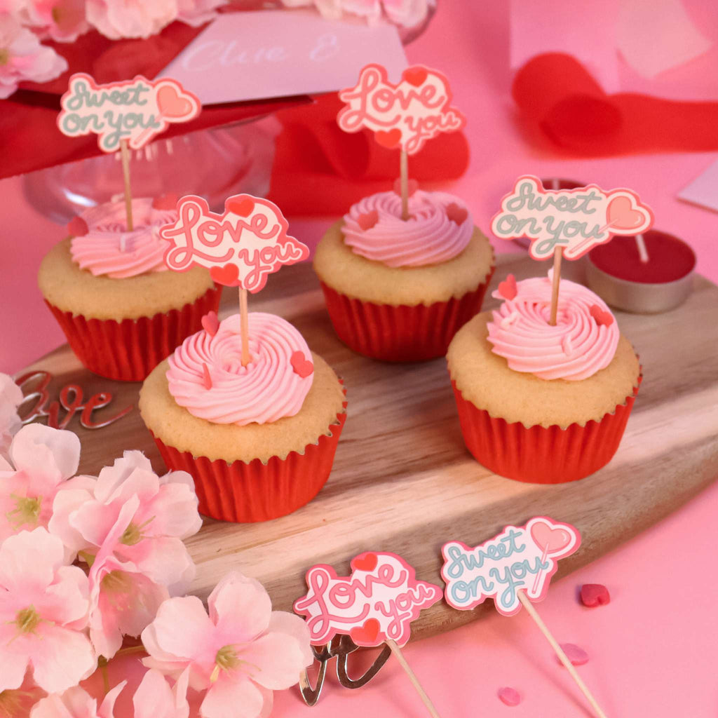 Valentinstag Kuchendeko Topper - Süß auf dich (24 Stück)