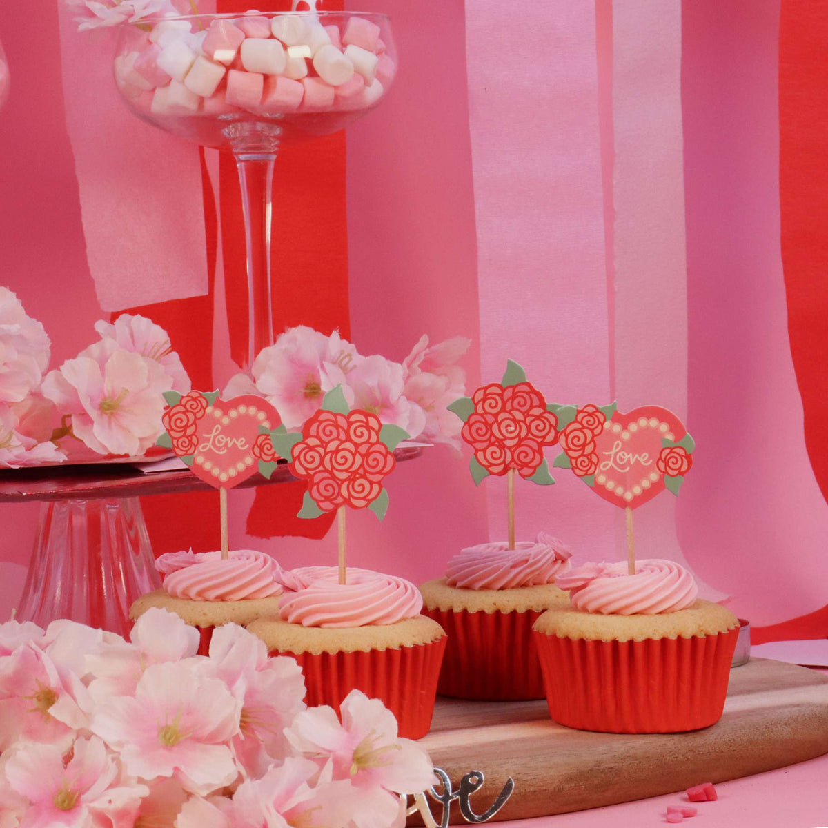 Love Roses Cupcake Toppers Pk/24