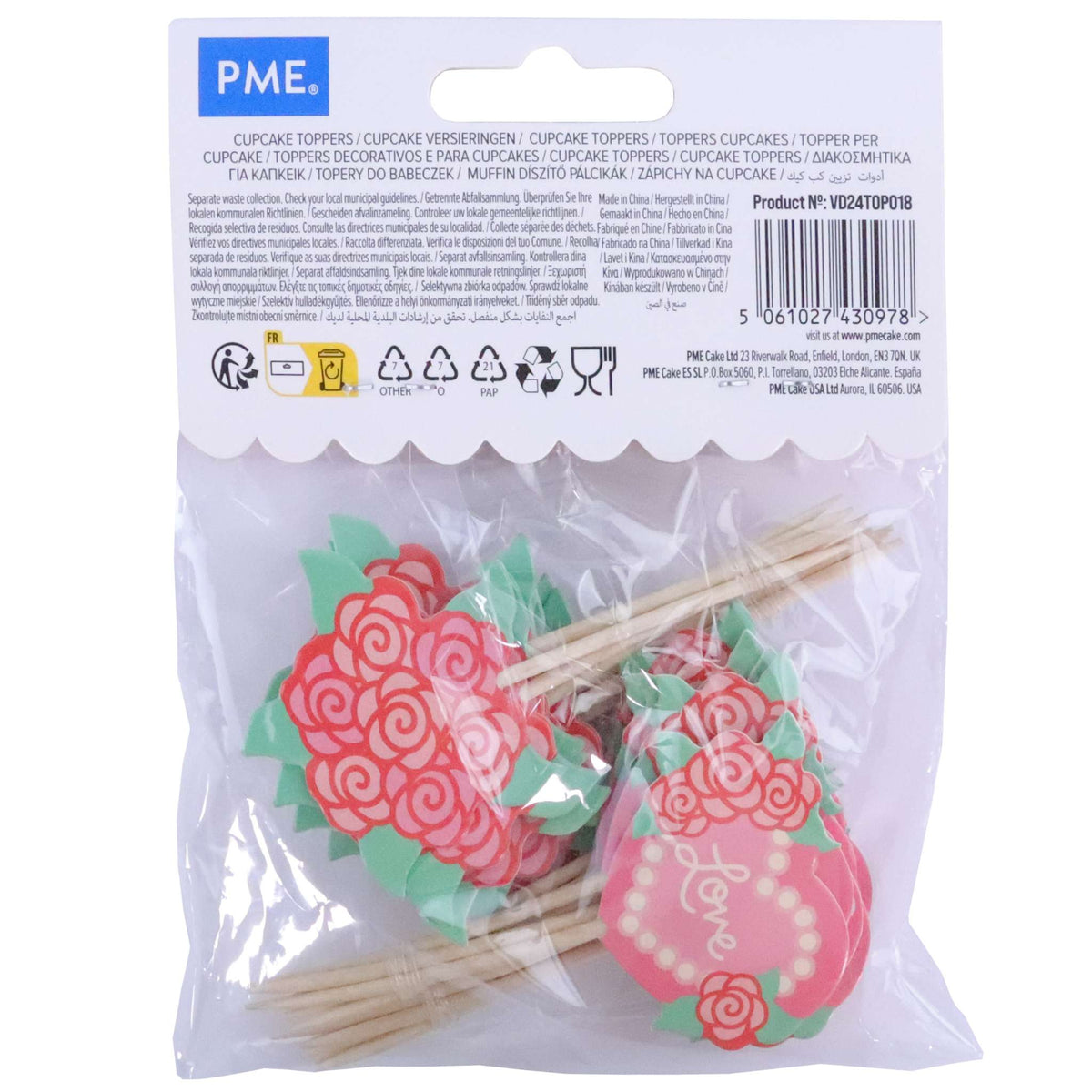 Love Roses Cupcake Toppers Pk/24