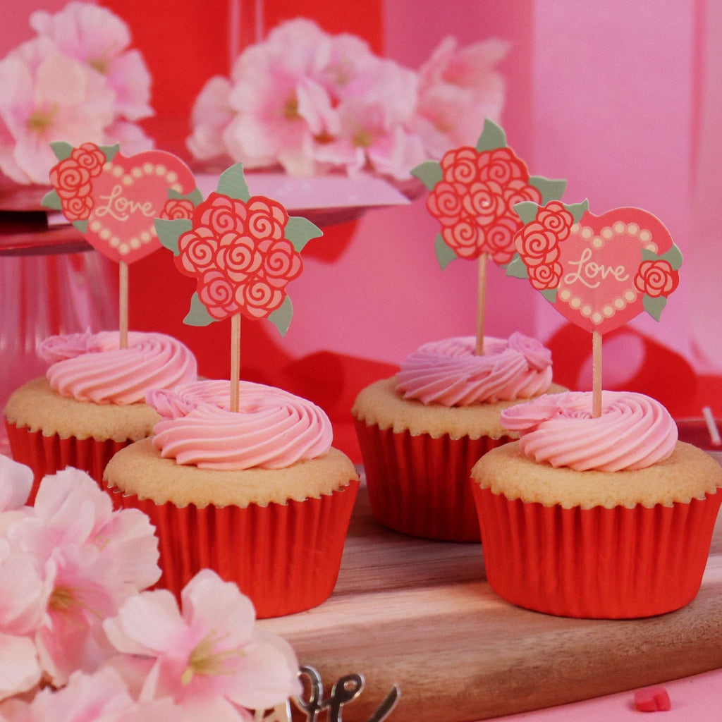 Love Roses Cupcake Toppers Pk/24